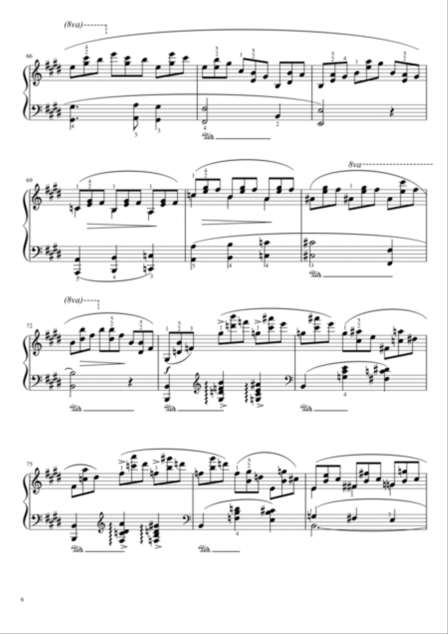 Chopin - Étude in E Minor - Op.25 No. 5 - ”Wrong note“ Original With Fingered Piano Solo scores gallery preview page 6