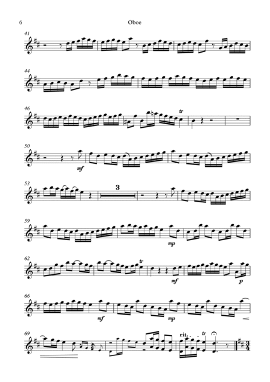 Albinoni Concerto D major Op.7 No.6 - solo trumpet and piccolo trumpet parts C Trumpet scores gallery preview page 6