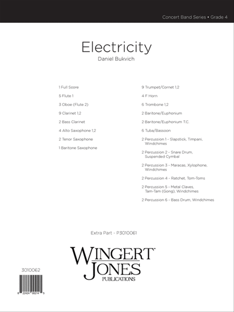 Electricity (Score) Electricity (Score) Concert Band scores gallery preview page 1