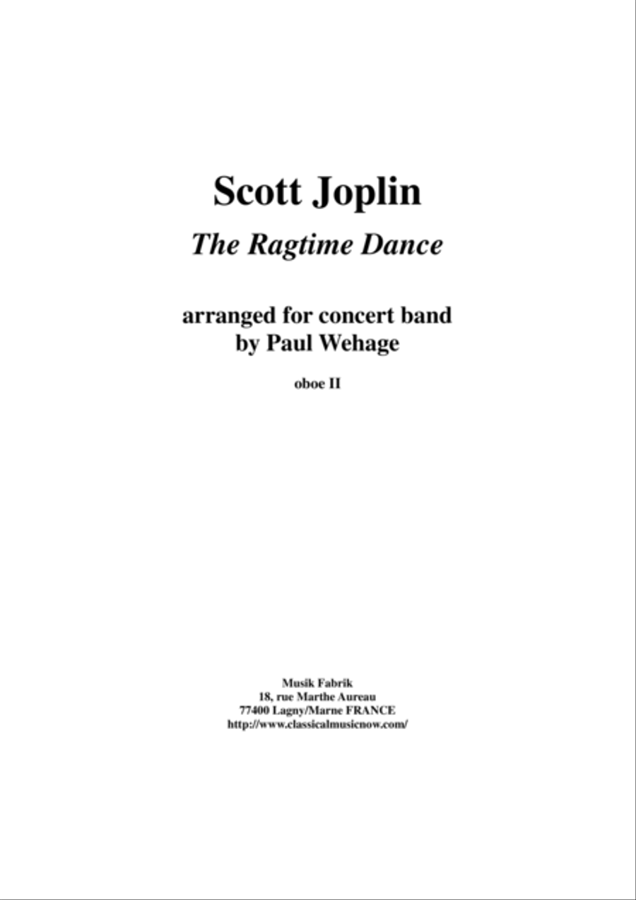 Scott Joplin: The Ragtime Dance, arranged for concert band by Paul Wehage: oboe 2 part Concert Band scores gallery preview page 1