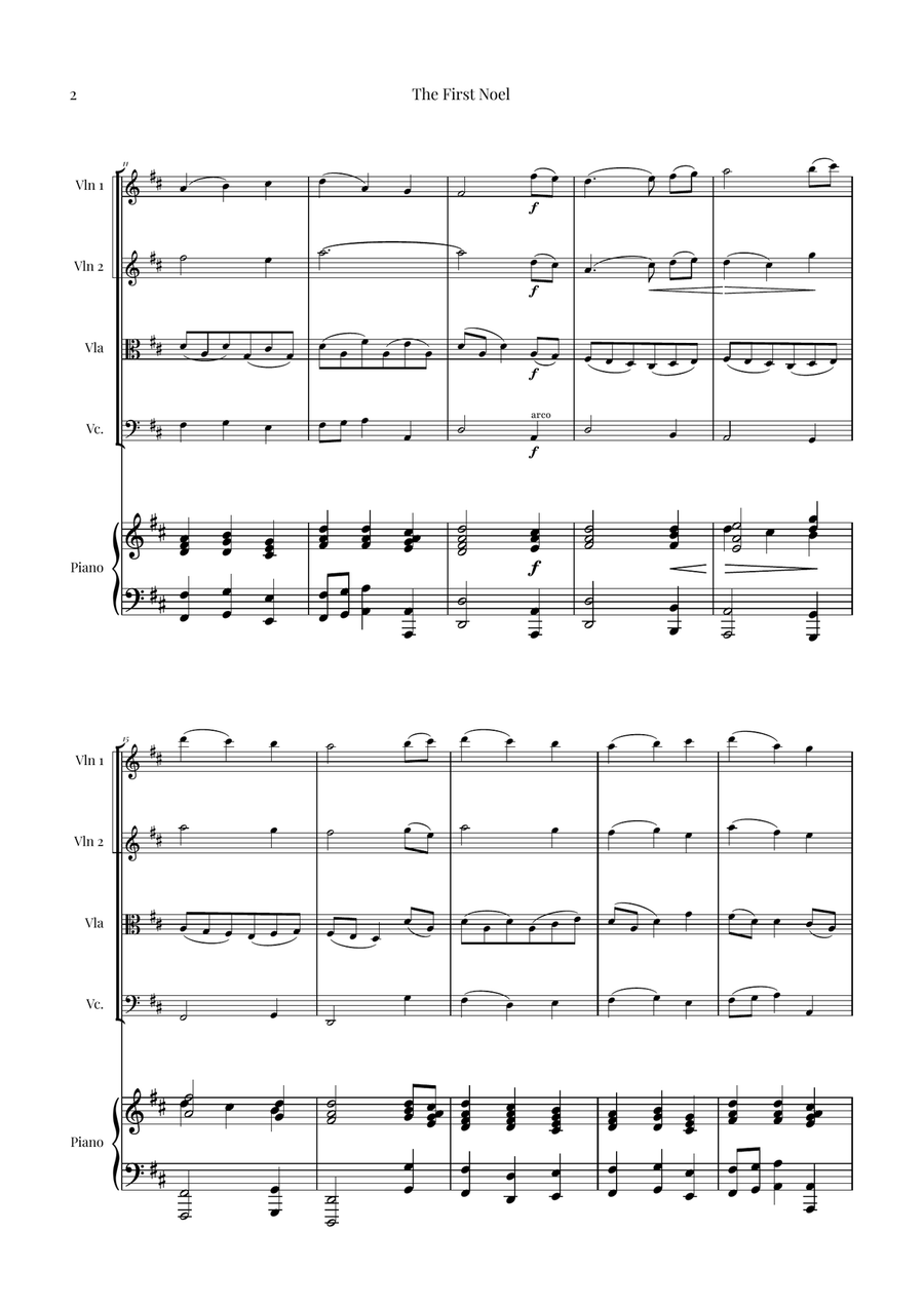 The First Noel | BEAUTIFUL Christmas Classic String Quartet scores gallery preview page 2