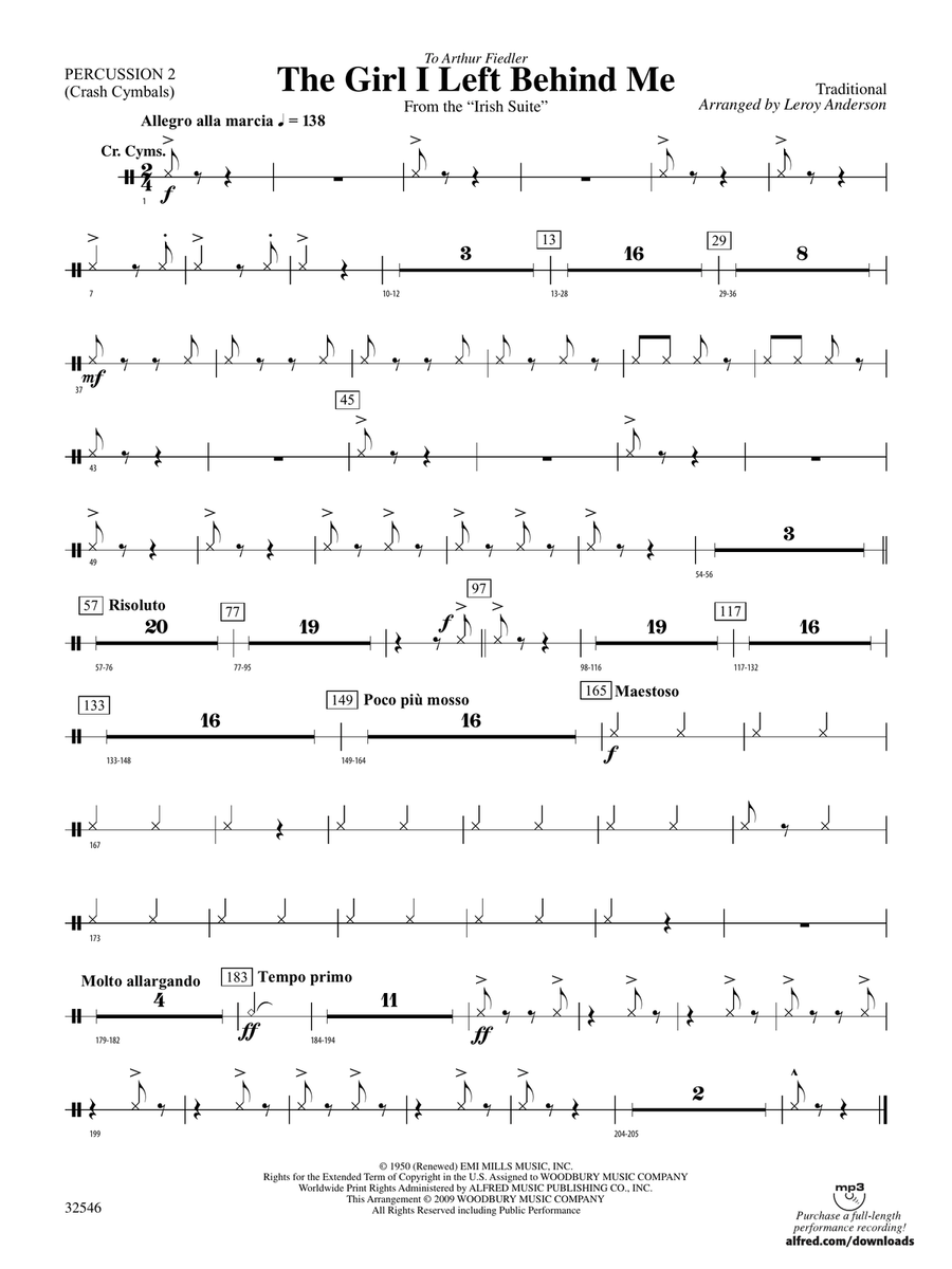 The Girl I Left Behind Me (from the Irish Suite): 2nd Percussion