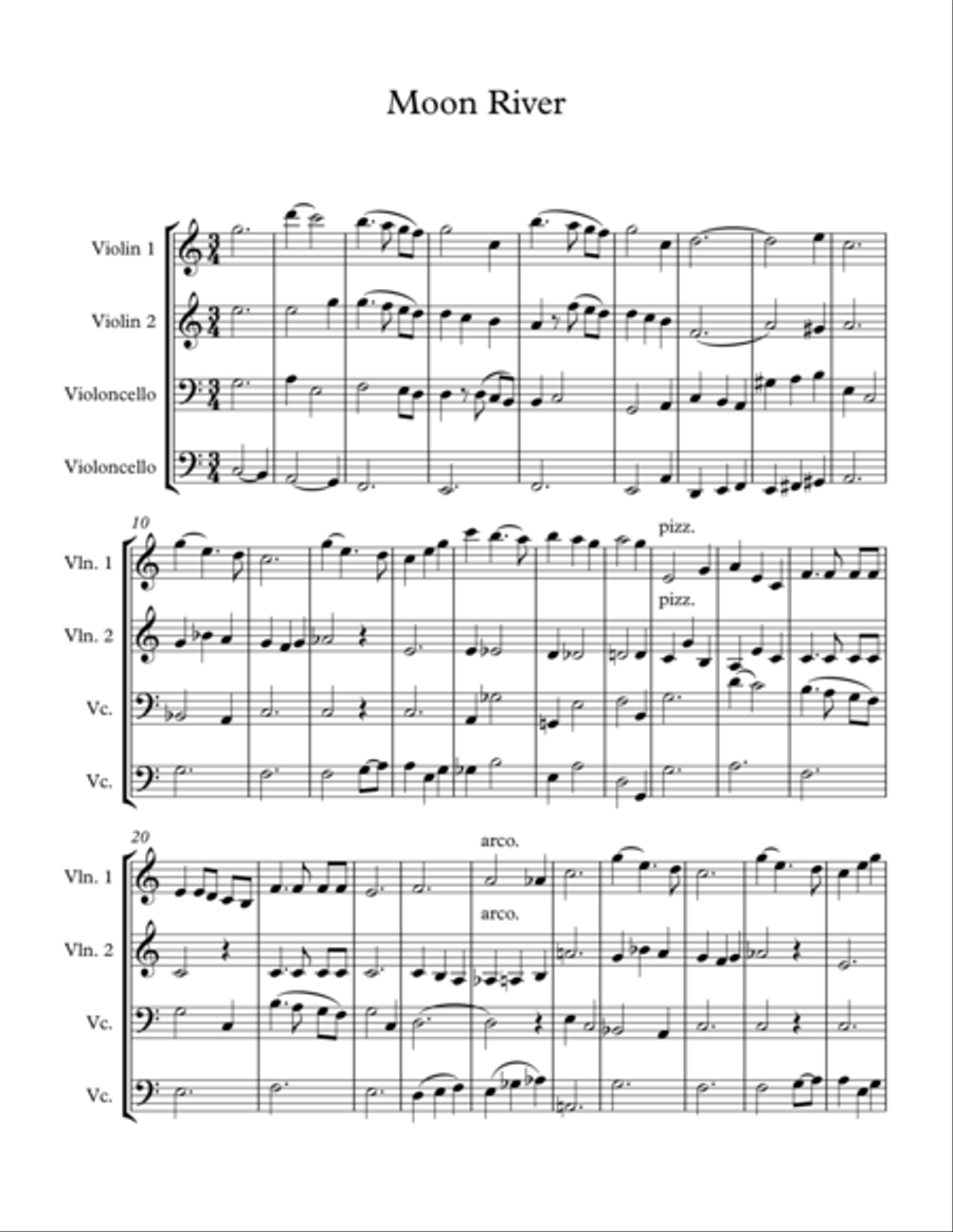 Moon River String Quartet scores gallery preview page 1