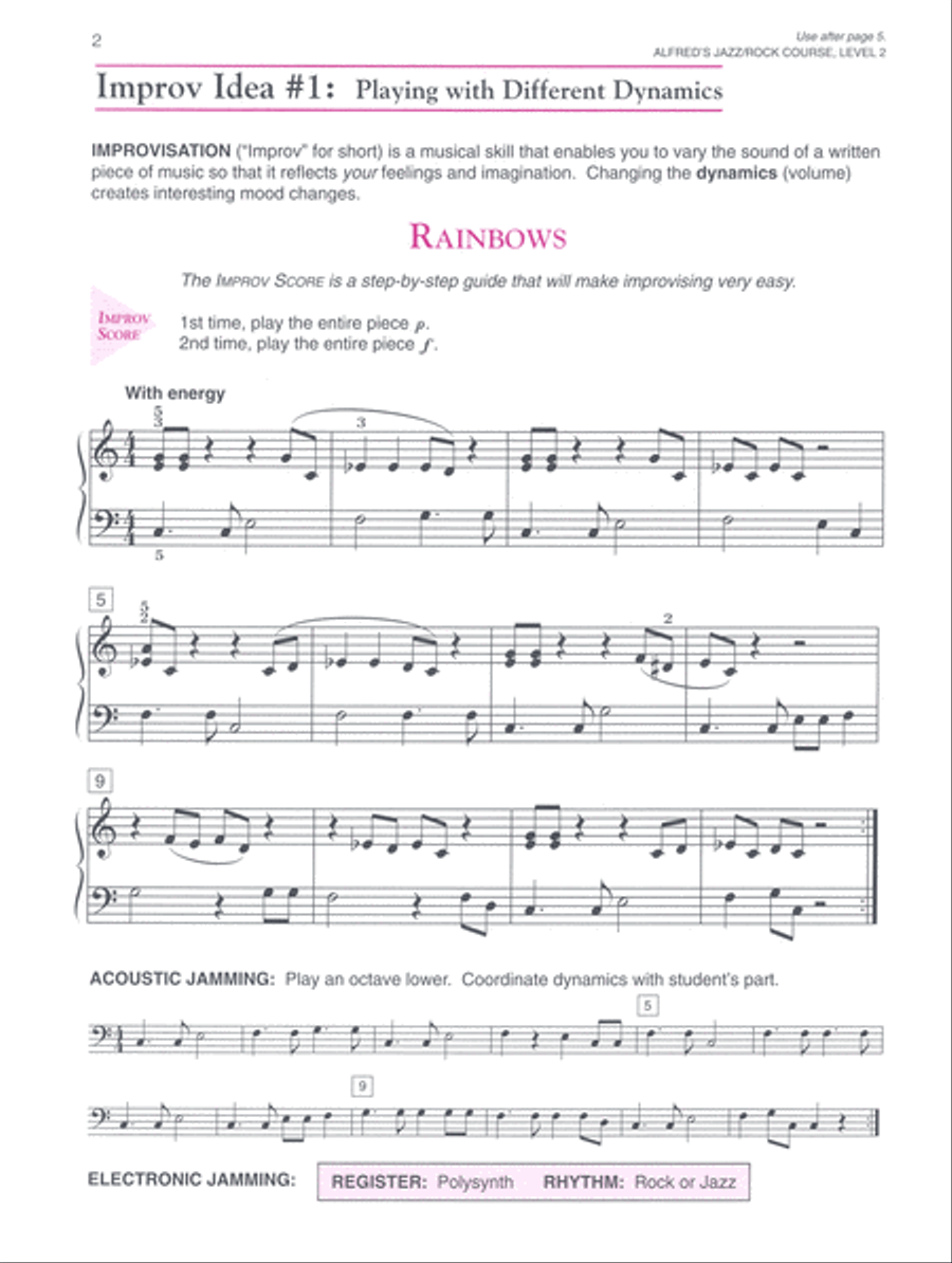 Alfred's Basic Jazz/Rock Course: Improvisation, Level 2 Piano Method scores gallery preview page 3