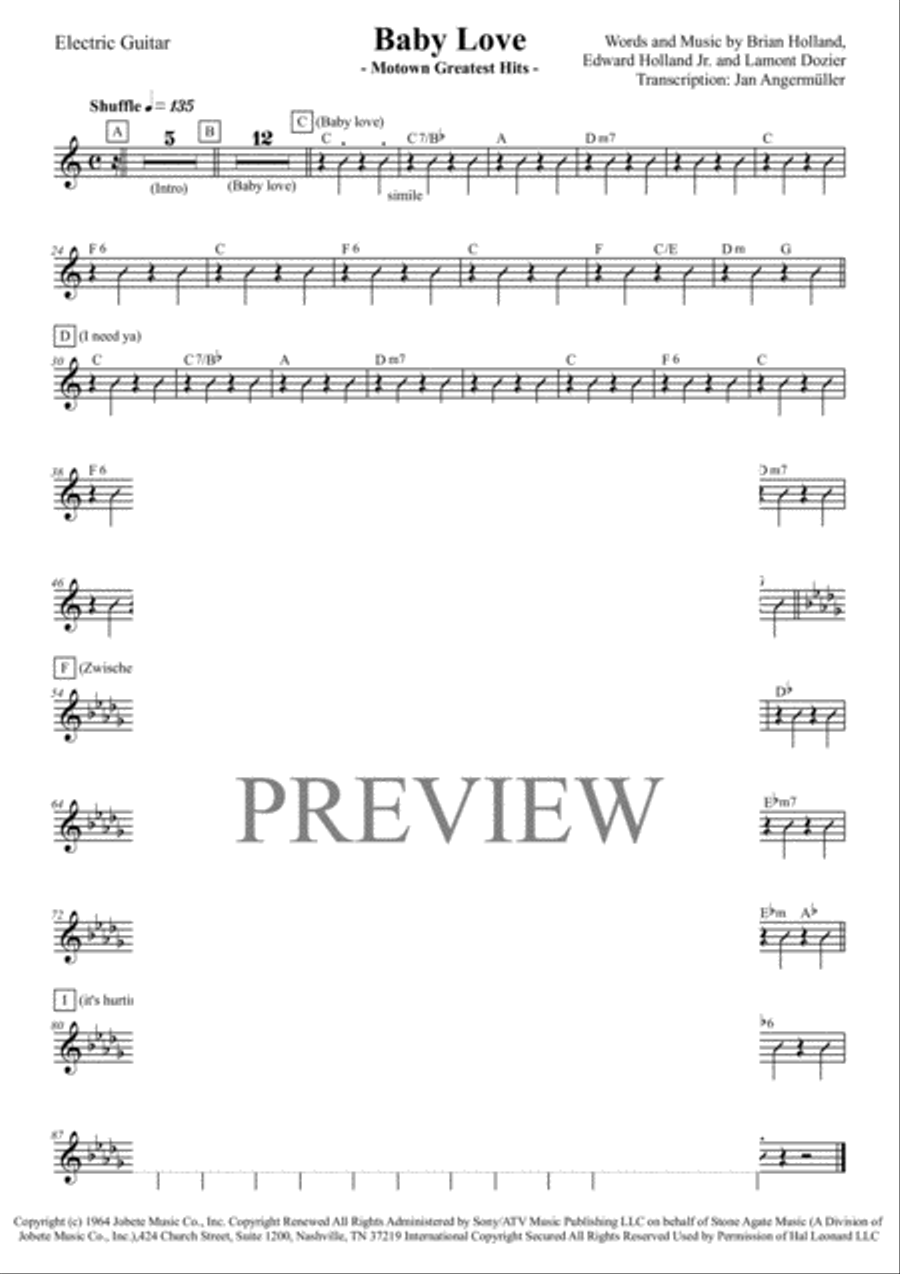 Baby Love Guitar Solo scores gallery preview page 1