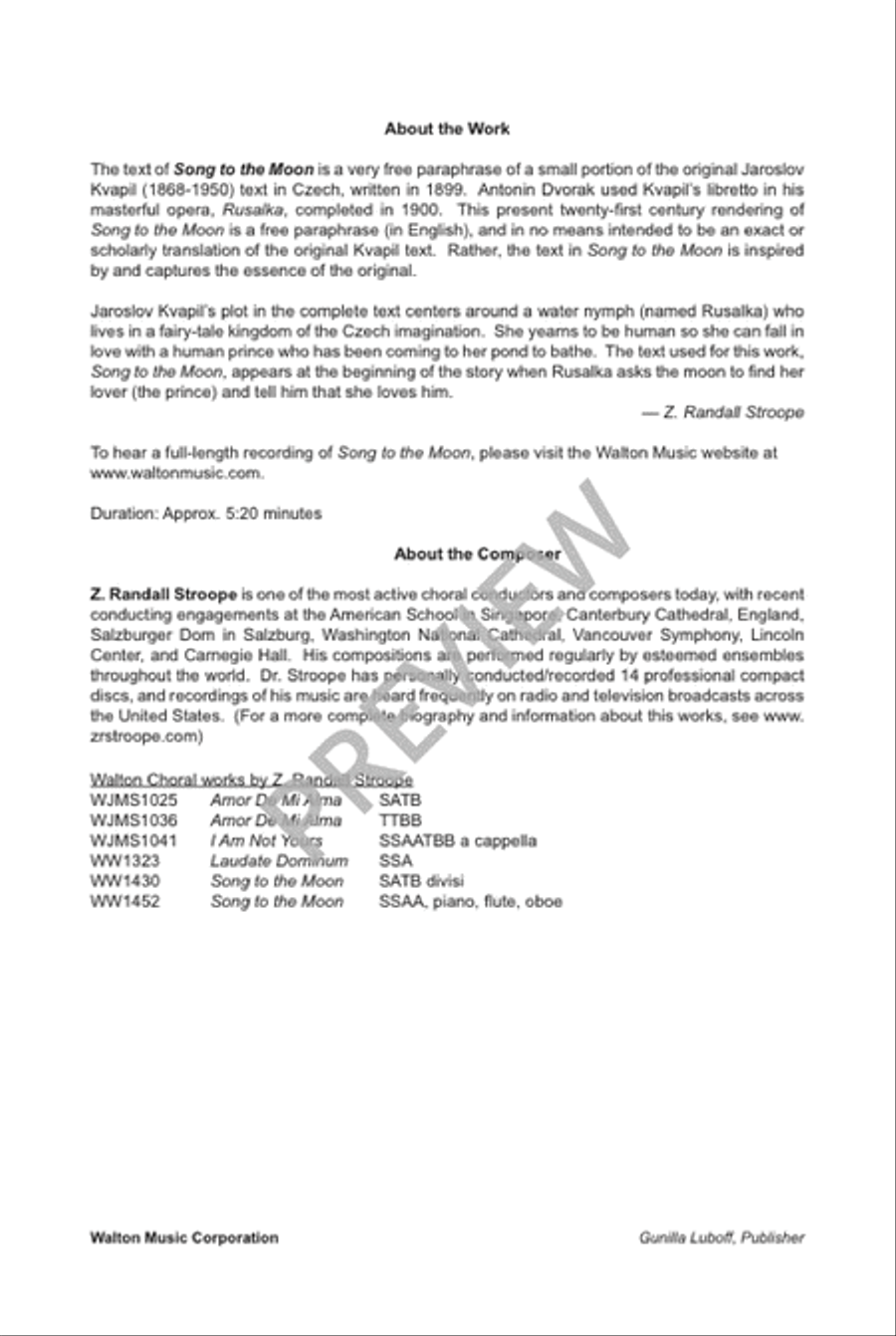 Song to the Moon (SSAA) Song to the Moon (SSAA) SSAA scores gallery preview page 3
