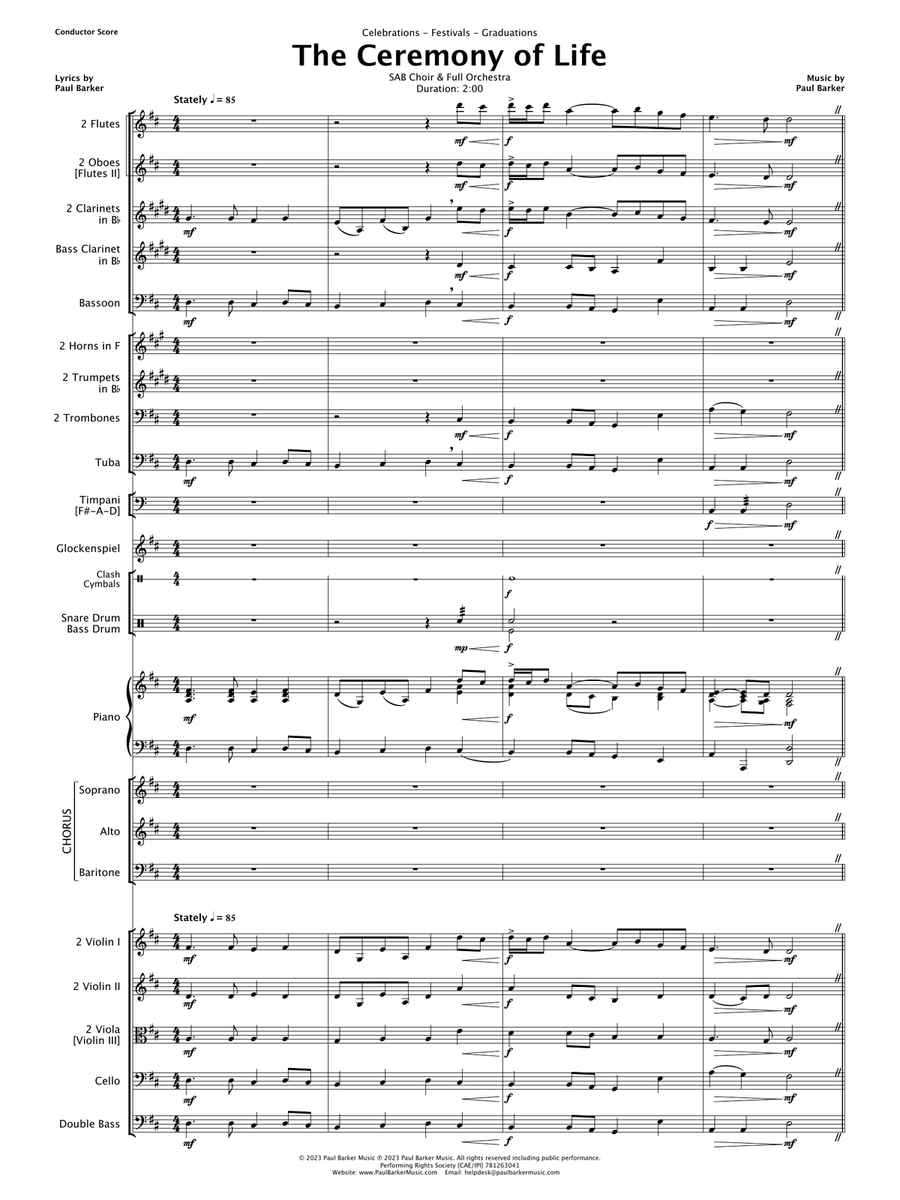 The Ceremony of Life [SAB Choir & Full Orchestra] 3-Part scores gallery preview page 3