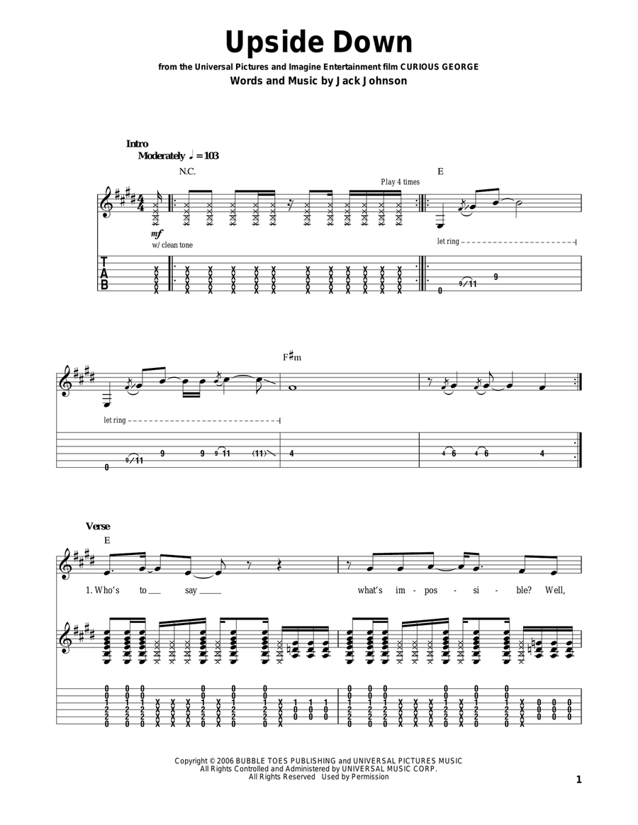 Upside Down Upside Down Acoustic Guitar scores gallery preview page 1