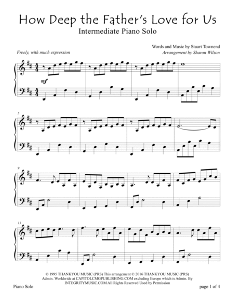 How Deep The Father's Love For Us Piano Solo scores gallery preview page 3