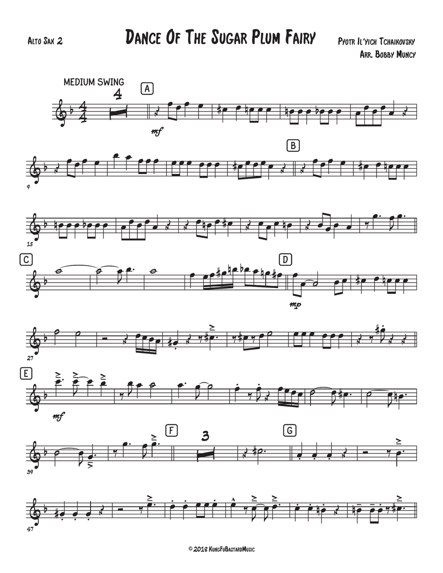 Dance of the Sugar Plum Fairy Saxophone Quartet SATB or AATB Saxophone Quartet scores gallery preview page 5