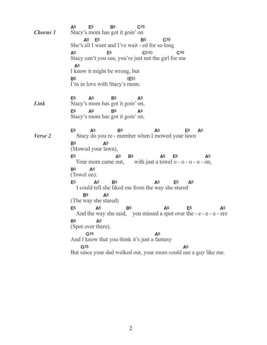 Stacy's Mom Stacy's Mom Easy Guitar scores gallery preview page 2