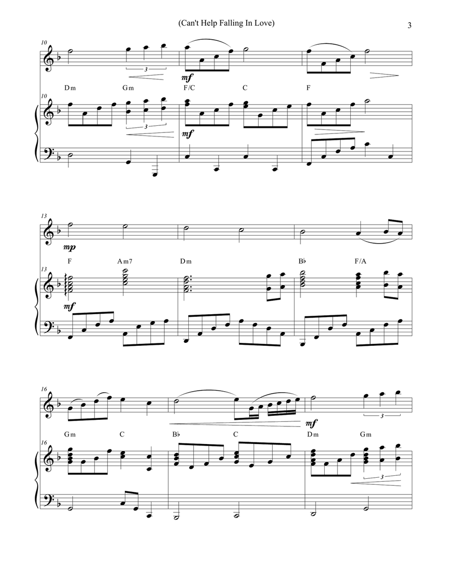 Can't Help Falling In Love Violin Solo scores gallery preview page 3