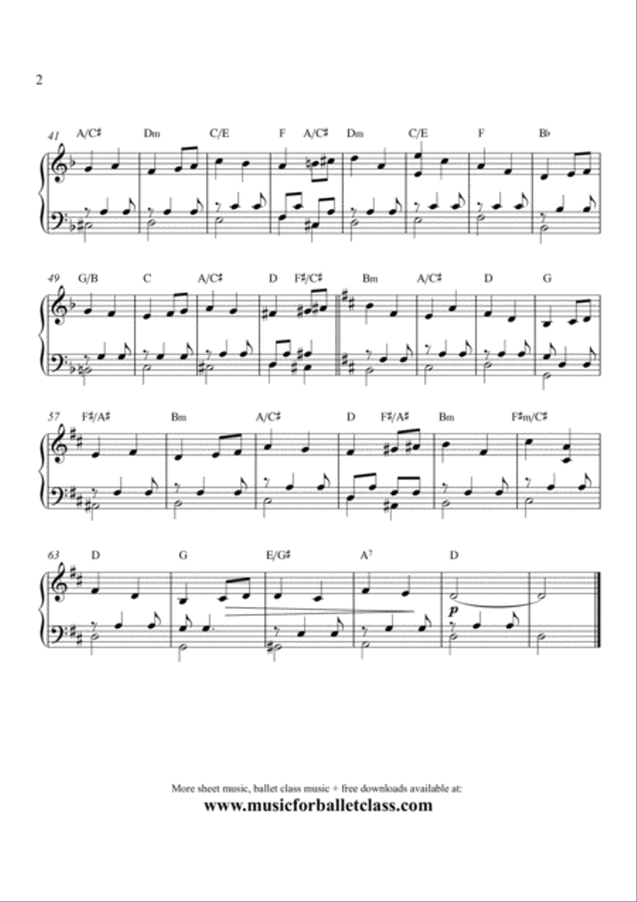 Sheet Music for Ballet Class - Complete class with barre and center exercises. 26 pieces/71 pages. Piano Method scores gallery preview page 3
