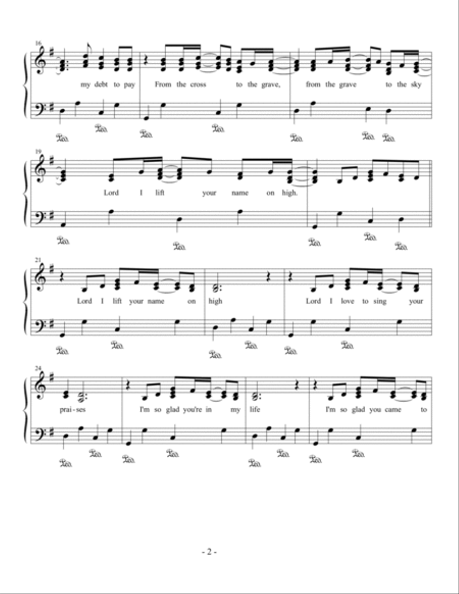 Lord, I Lift Your Name On High Easy Piano scores gallery preview page 2