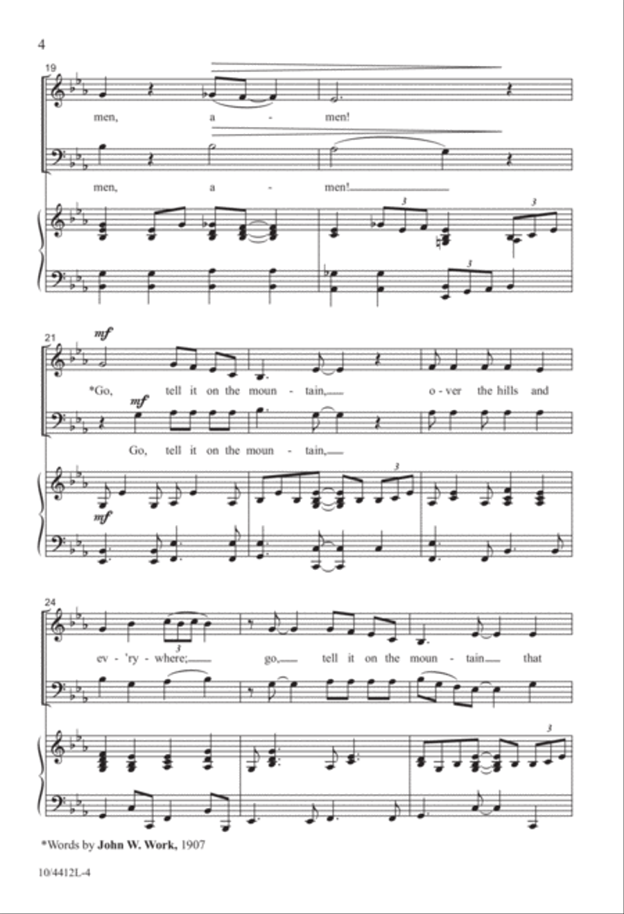 Amen! Tell It on the Mountain! 4-Part scores gallery preview page 4