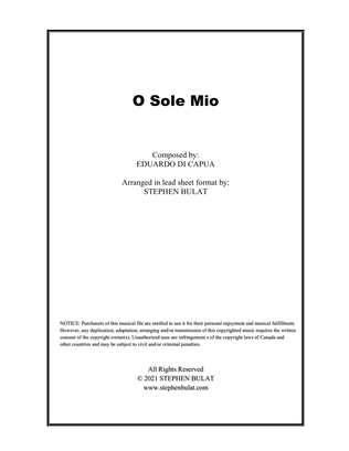 O Sole Mio (Pavarotti/Dean Martin) - Lead sheet (key of A)