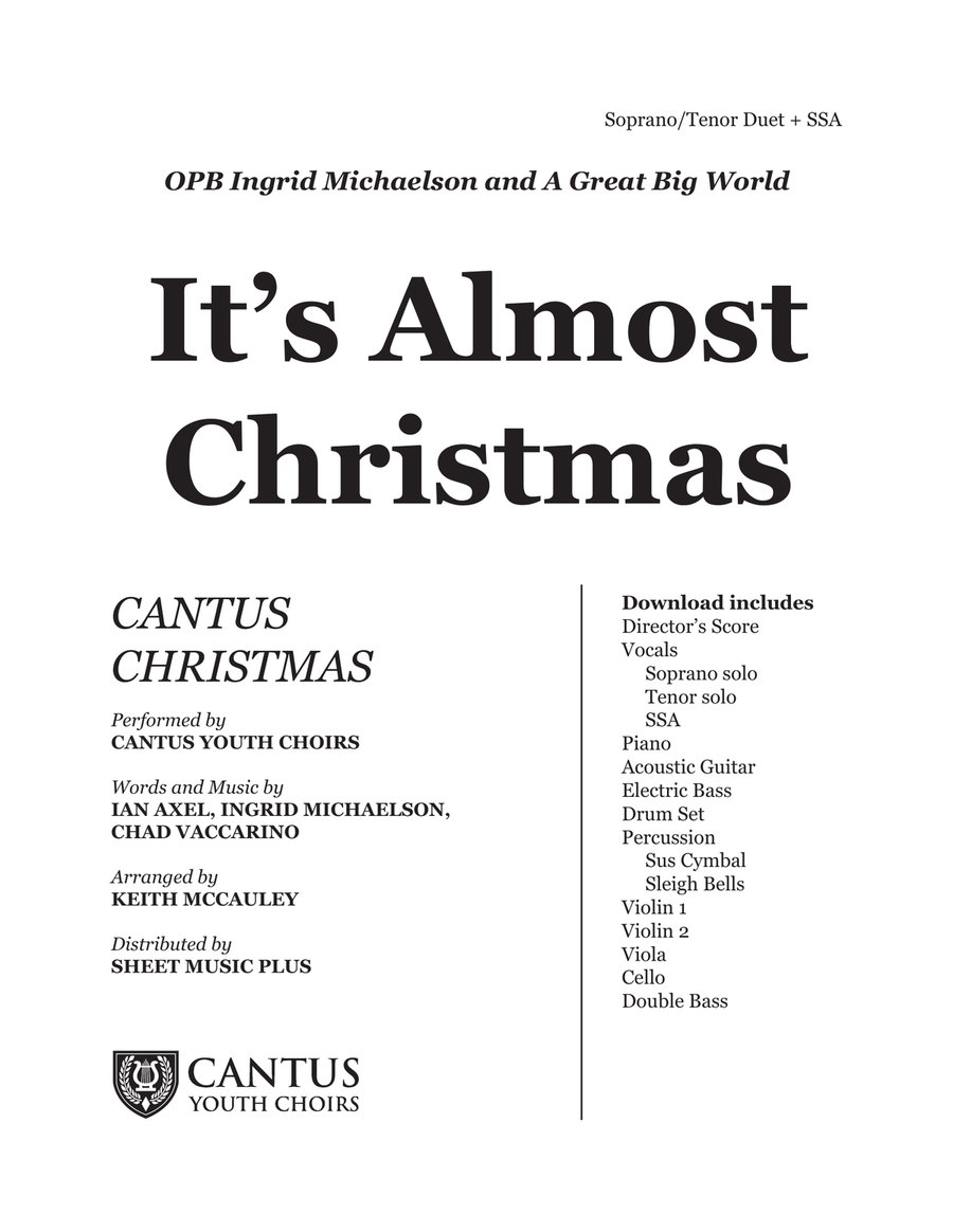 It's Almost Christmas Feat. A Great Big World Choir scores gallery preview page 1
