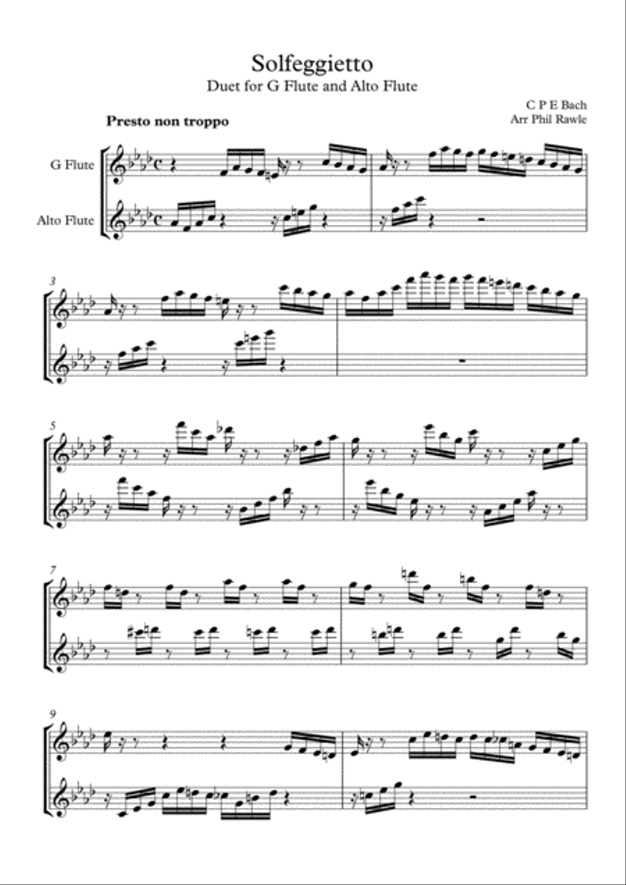 Solfeggietto - G Flute & Alto Flute Duet Flute Duet scores gallery preview page 1