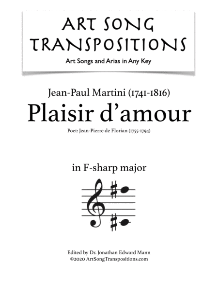 MARTINI: Plaisir d'amour (transposed to F-sharp major)