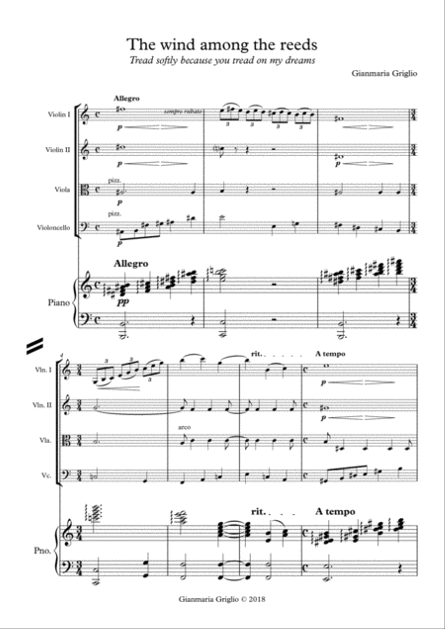 The wind among the reeds Piano Quintet scores gallery preview page 1