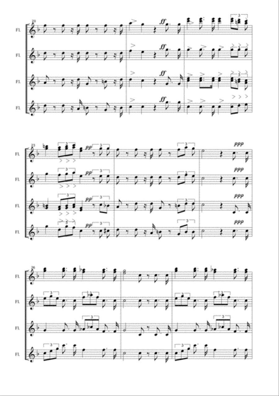 VA' PENSIERO - G.Verdi - From Nabucco - Arr. for Flute Quartet - With parts Flute Quartet scores gallery preview page 4