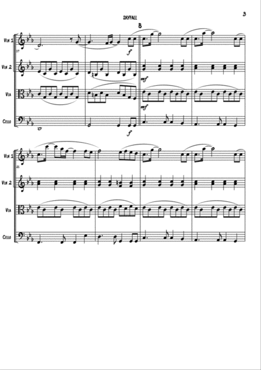 Skyfall Skyfall String Quartet scores gallery preview page 3