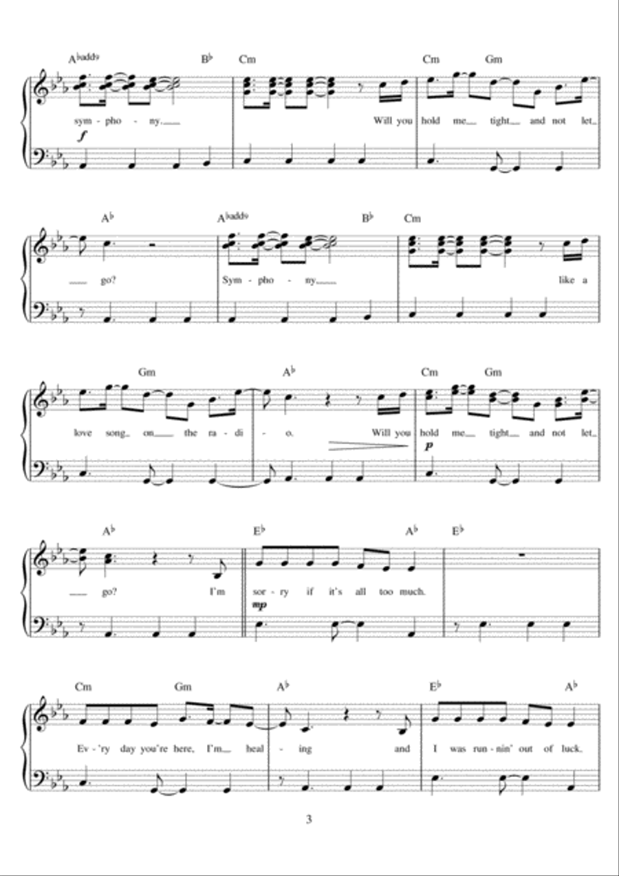 Symphony (featuring Louisa Johnson) Easy Piano scores gallery preview page 3
