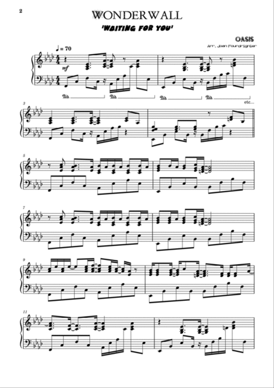 Wonderwall Wonderwall Piano Solo scores gallery preview page 2