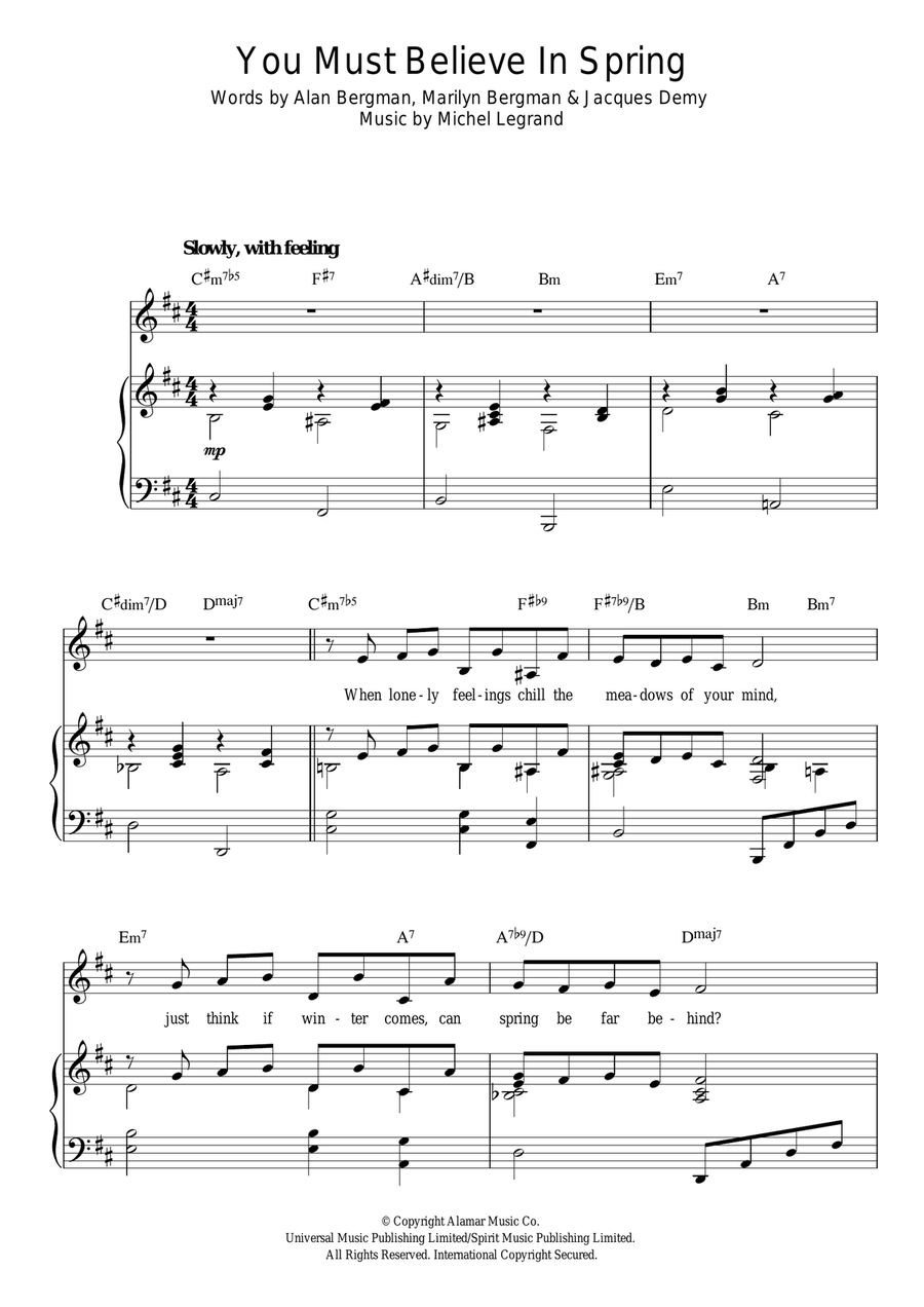 You Must Believe In Spring Piano, Vocal scores gallery preview page 1
