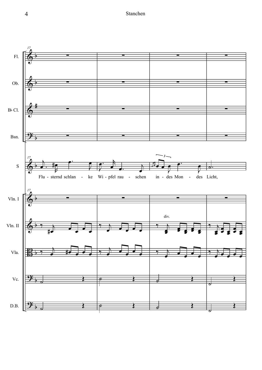 F.Schubert , Ständchen, D957 (Soprano voice - chamber orchestra) Chamber Orchestra scores gallery preview page 4