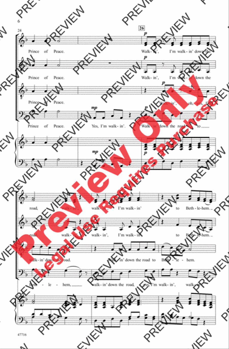 Walkin' Down the Road to Bethlehem 4-Part scores gallery preview page 6
