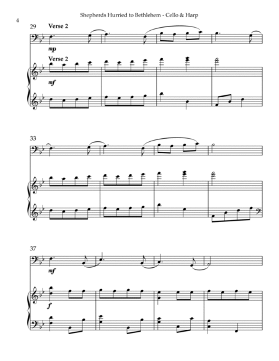 Shepherds Hurried to Bethlehem, Duet for Cello & Harp