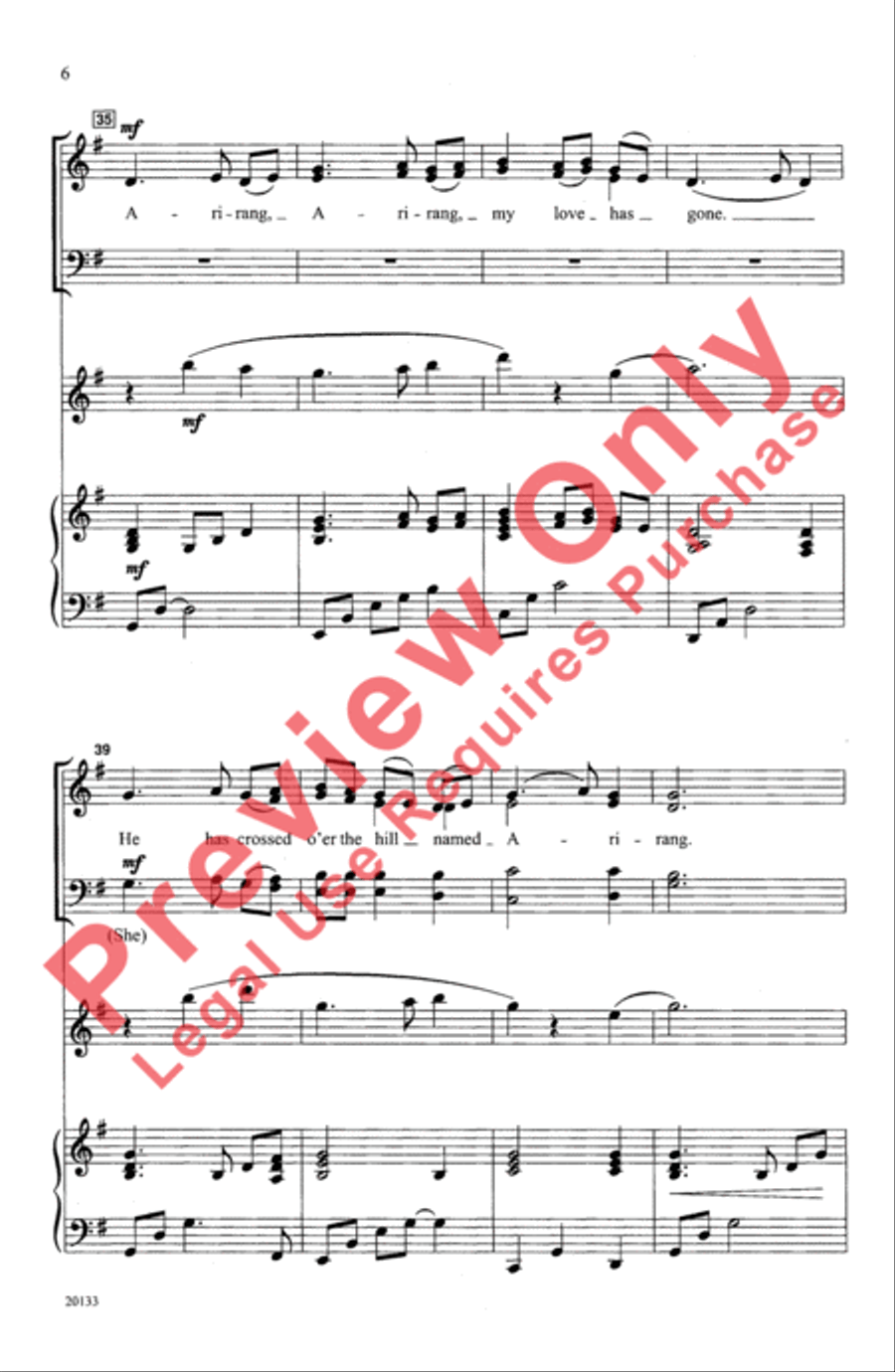 Arirang (Korean Folk Song) 4-Part scores gallery preview page 6