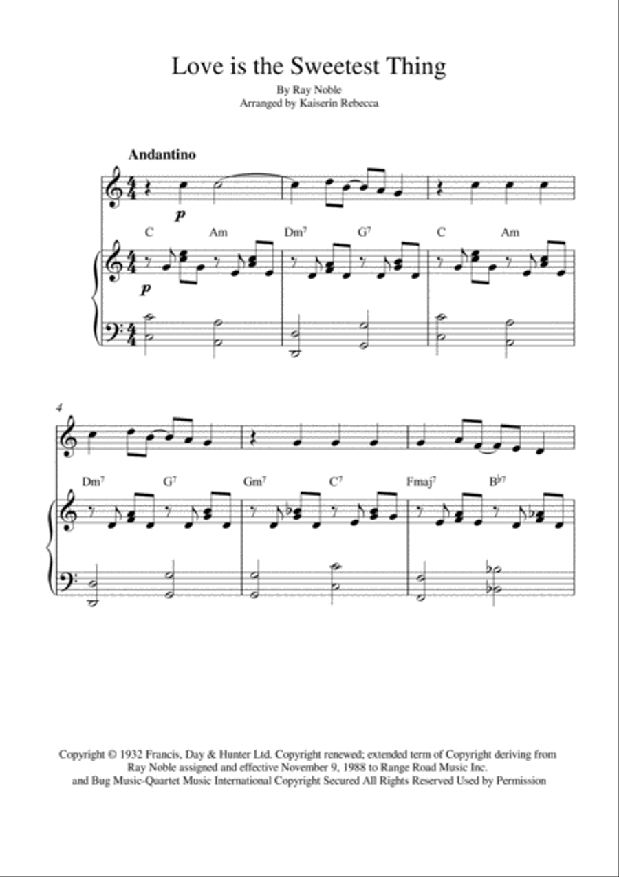 Love Is The Sweetest Thing Piano scores gallery preview page 1