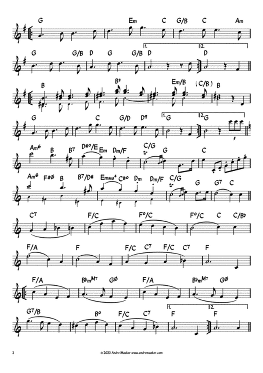 Felix Mendelssohn "Wedding March" - lead sheet / melody+chords notation