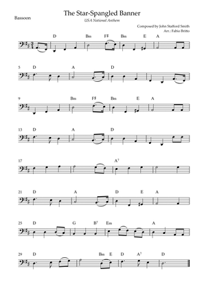 The Star Spangled Banner (USA National Anthem) for Bassoon Solo with Chords (D Major)