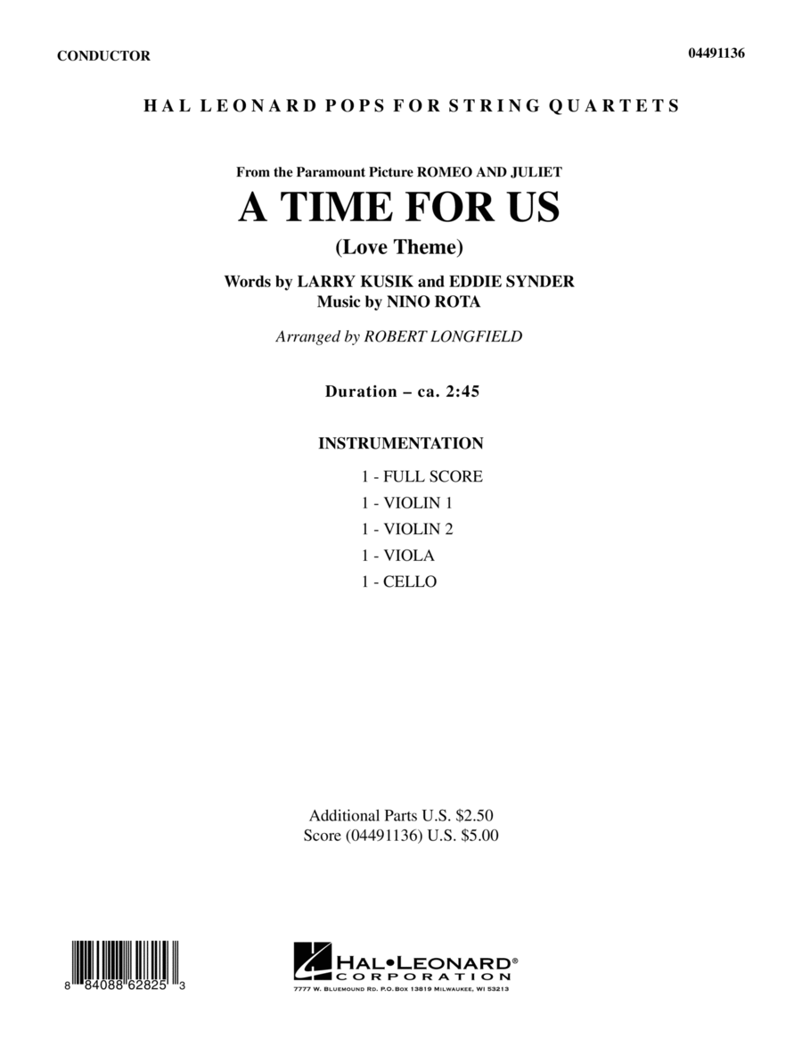 A Time for Us (from Romeo and Juliet) - Full Score String Quartet scores gallery preview page 1