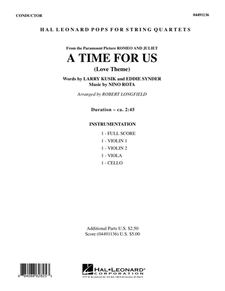 Book cover for A Time for Us (from Romeo and Juliet) - Full Score