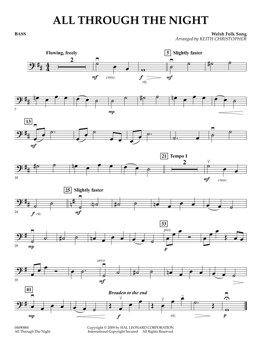 All Through The Night - Bass Part scores gallery preview page 1