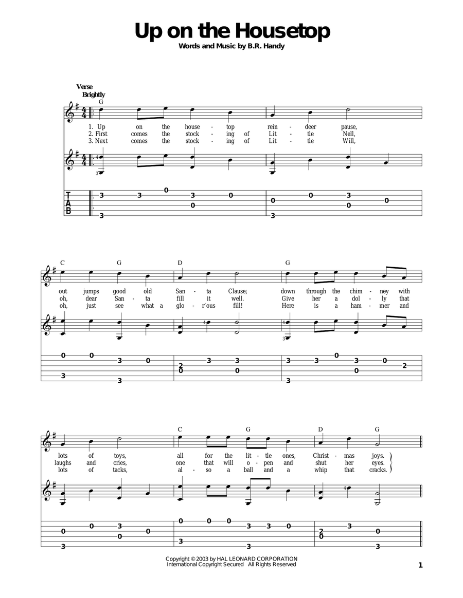 Up On The Housetop Guitar Solo scores gallery preview page 1