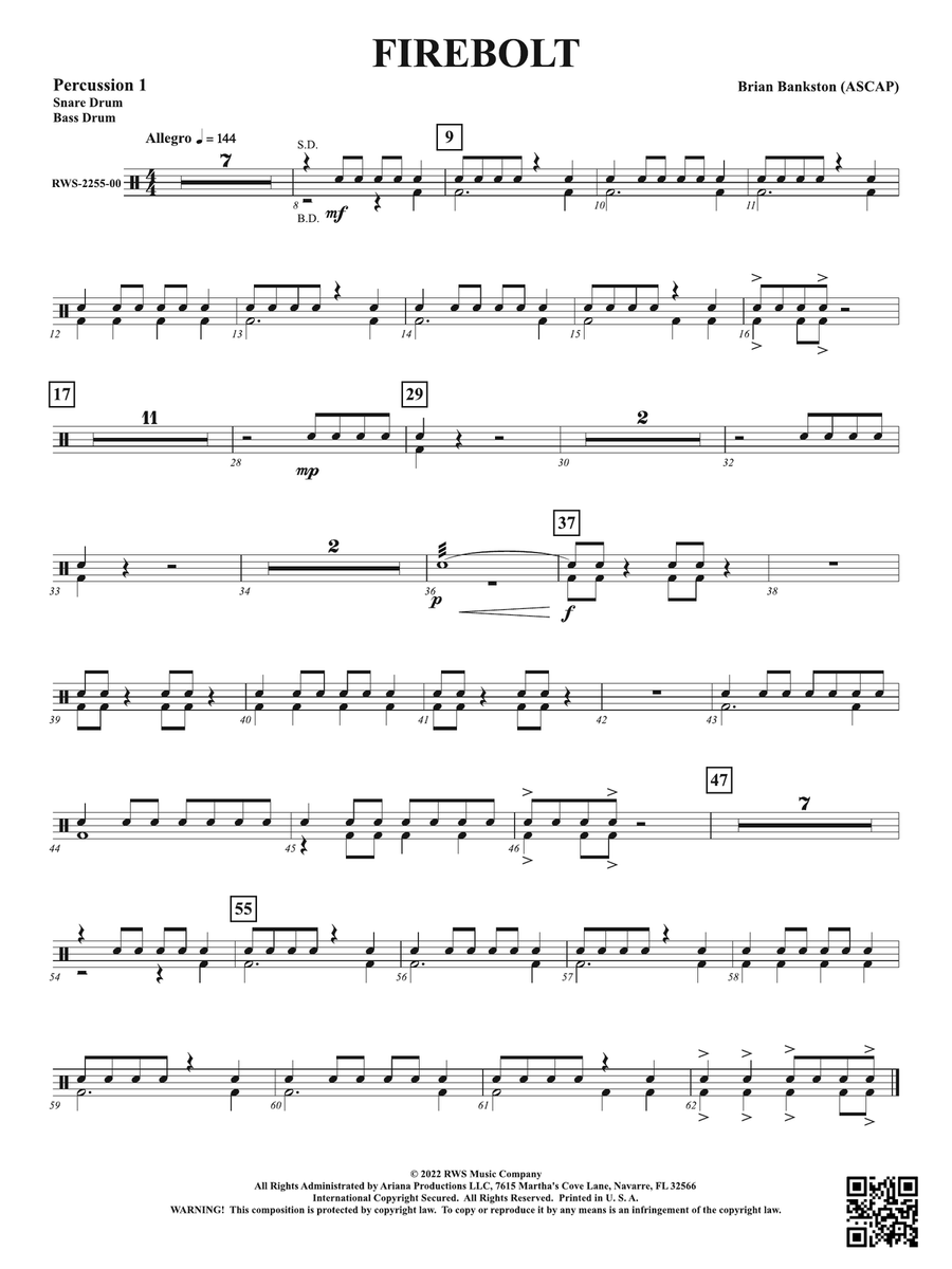 Firebolt: 1st Percussion Firebolt: 1st Percussion Percussion scores gallery preview page 1