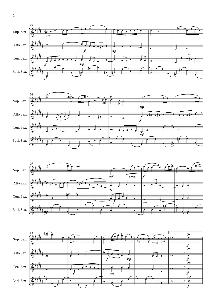 5 Famous Songs by Bach for Saxophone Quartet Saxophone Quartet scores gallery preview page 4