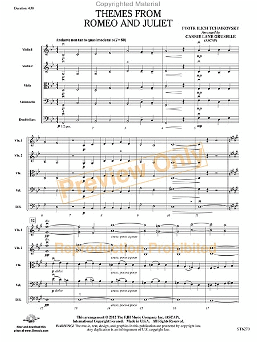 Themes from Romeo and Juliet String Orchestra scores gallery preview page 4