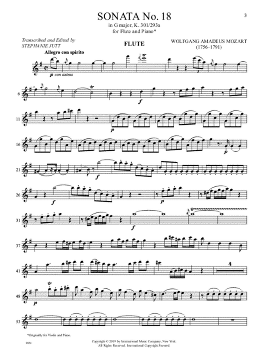 Sonata No. 18 In G Major, K. 301/293A For Flute And Piano