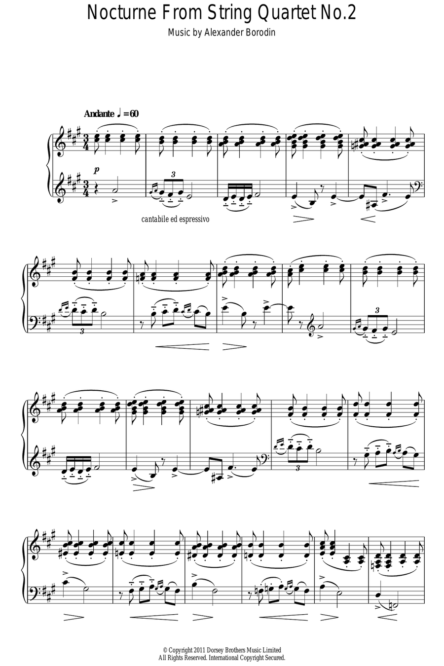 Nocturne From String Quartet No.2 Cello scores gallery preview page 1
