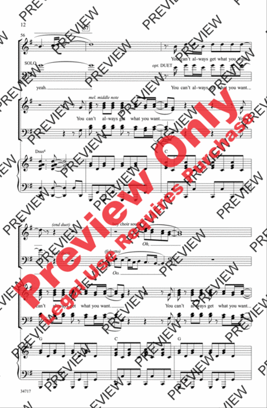 You Can't Always Get What You Want 4-Part scores gallery preview page 12