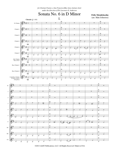 Sonata No. 6 in D Minor for Clarinet Choir