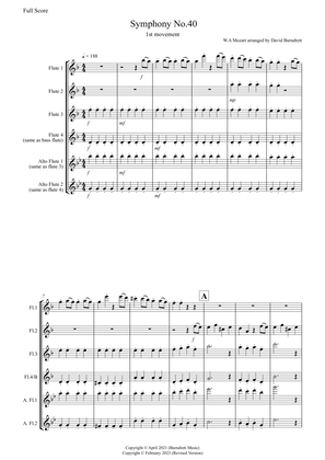 Book cover for Symphony No.40 (1st movement) for Flute Quartet