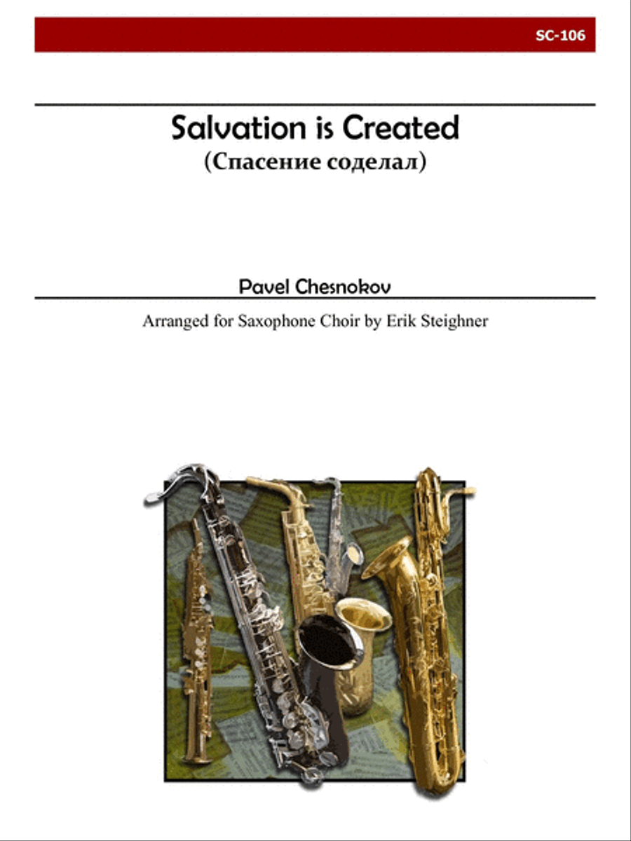 Salvation is Created for Saxophone Choir Saxophone scores gallery preview page 1