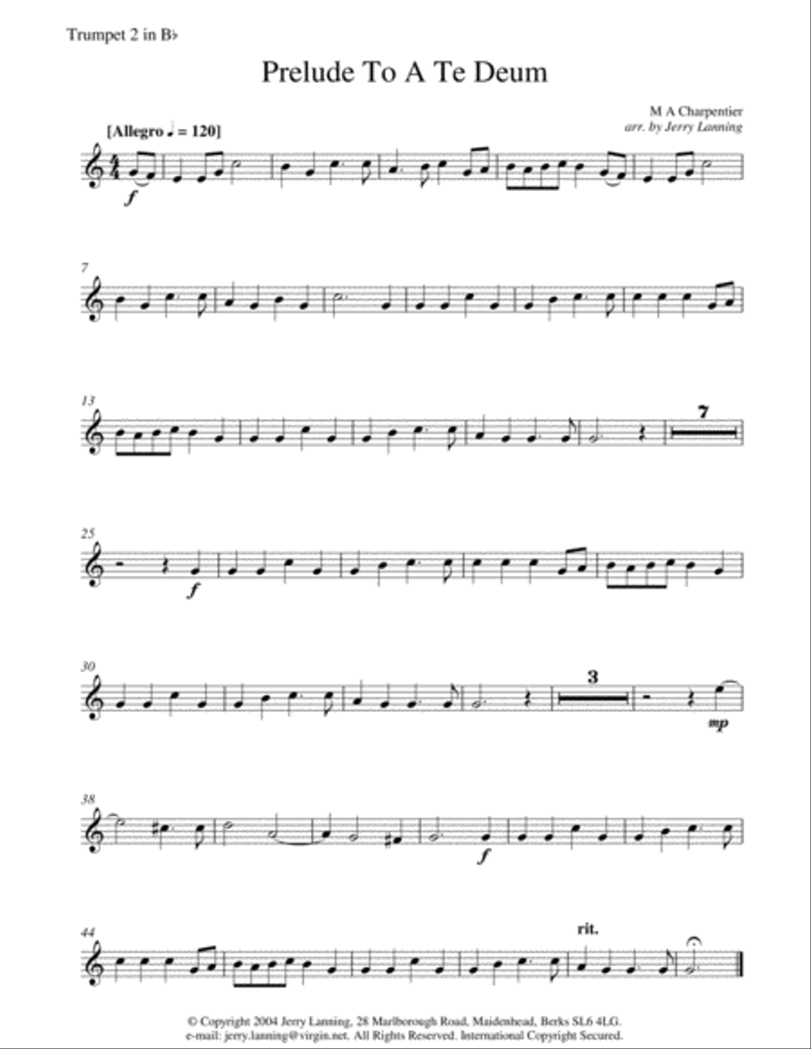 Prelude to a Te Deum for brass quintet Brass Quintet scores gallery preview page 6